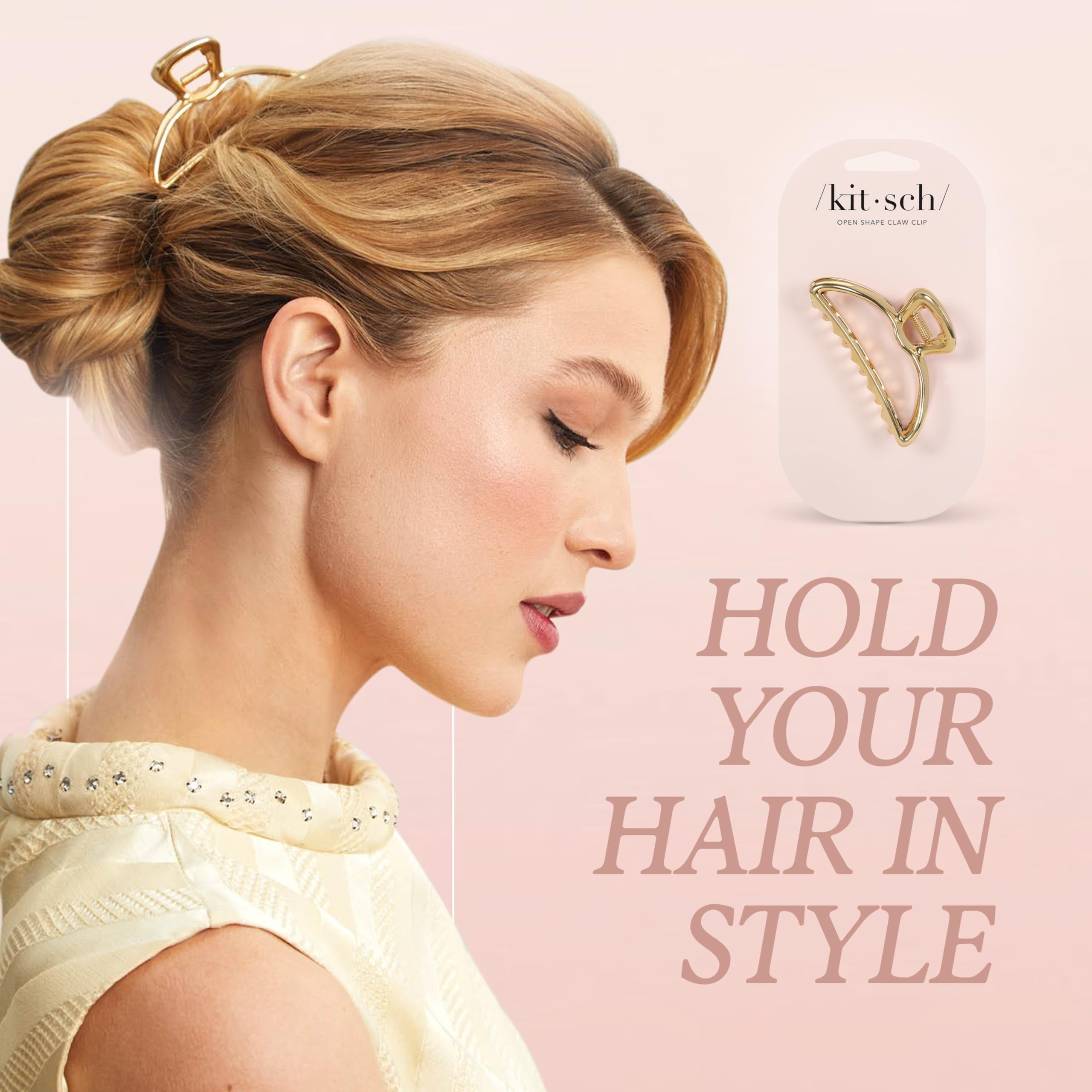 Kitsch 1PC n Slip Claw Clip - Securely Holds Even Thick Hair | Large Open Shape