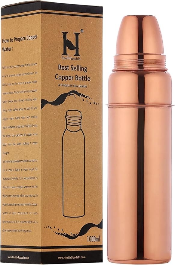 Copper Water Bottle Hammered for Ayurvedic Health Benefits | Leak Proof