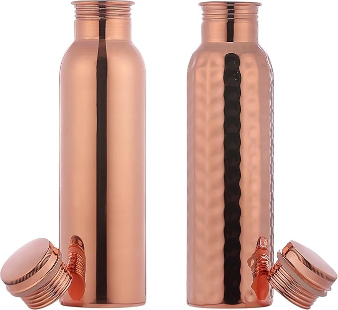 HealthGoodsAU - Set of 2 Pure Copper Water Bottles 20.28 fl. Oz.| Joint-Free