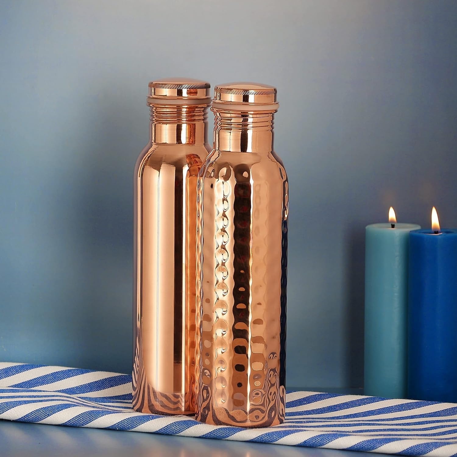 HealthGoodsAU - Set of 2 Pure Copper Water Bottles 20.28 fl. Oz.| Joint-Free