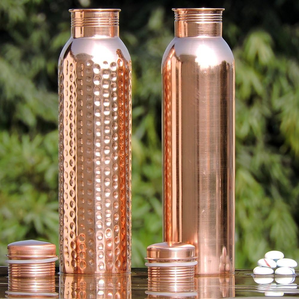 HealthGoodsAU - Set of 2 Pure Copper Water Bottles 20.28 fl. Oz.| Joint-Free
