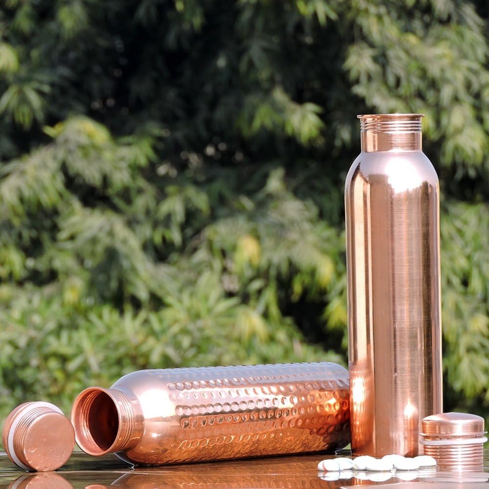 HealthGoodsAU - Set of 2 Pure Copper Water Bottles 20.28 fl. Oz.| Joint-Free