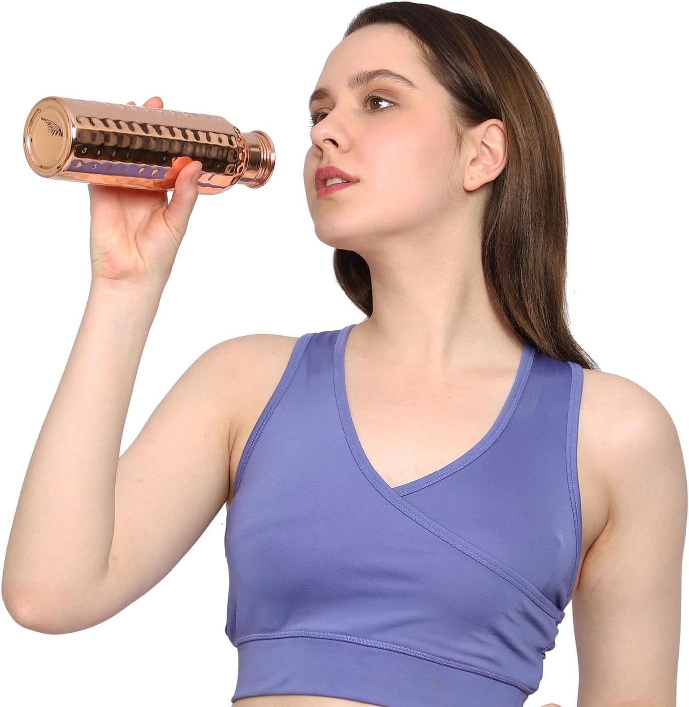Copper Water Bottle 1000ml Hammered with Handle Ayurvedic Health Benefits