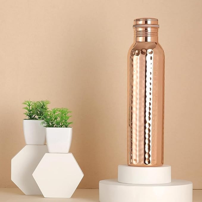 Copper Water Bottle Hammered for Ayurvedic Health Benefits | Leak Proof