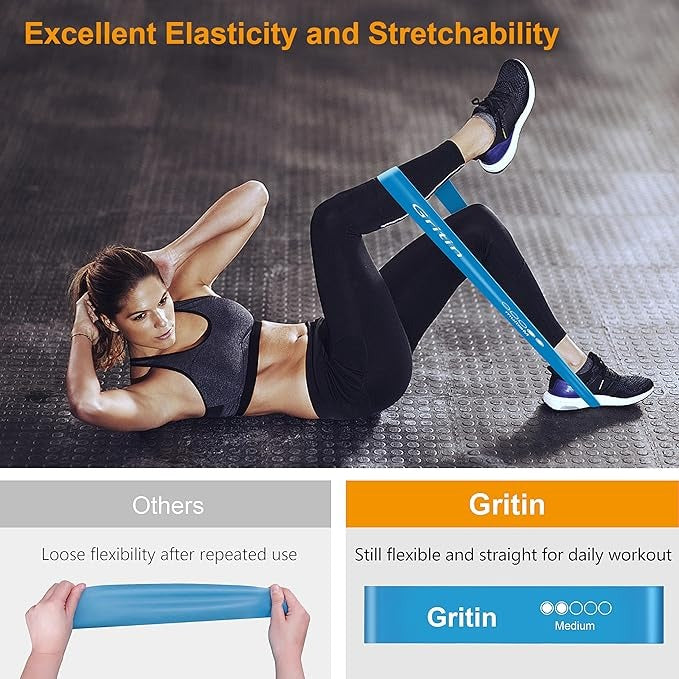 Skin-Friendly Resistance Workout Bands - 5 Levels of Resistance with Travel Bag