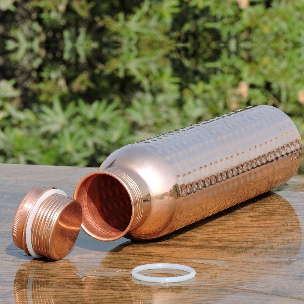 Copper Water Bottle Hammered for Ayurvedic Health Benefits | Leak Proof
