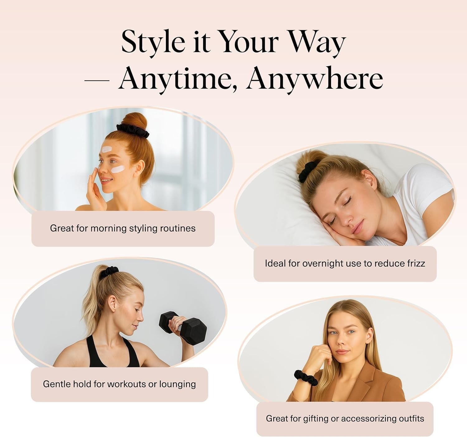 Kitsch Satin Scrunchies for Women No Crease Hair Ties Soft Satin Hair Scrunchies