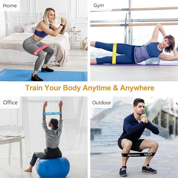 Skin-Friendly Resistance Workout Bands - 5 Levels of Resistance with Travel Bag