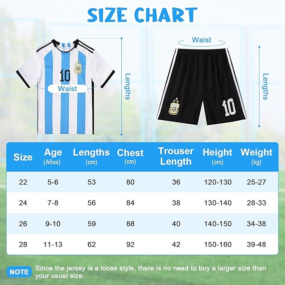 3PCS Kid T-Shirt Trunks Socks Soccer Shirt Set, #10 Jersey Youth Kid Sizes Football Sportswear