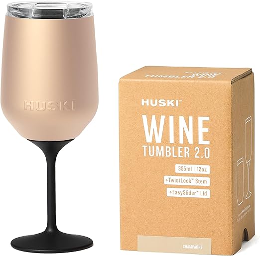 Wine Tumbler 2.0 Stainless Steel 12oz Triple Insulated Glass with Lid Champagne