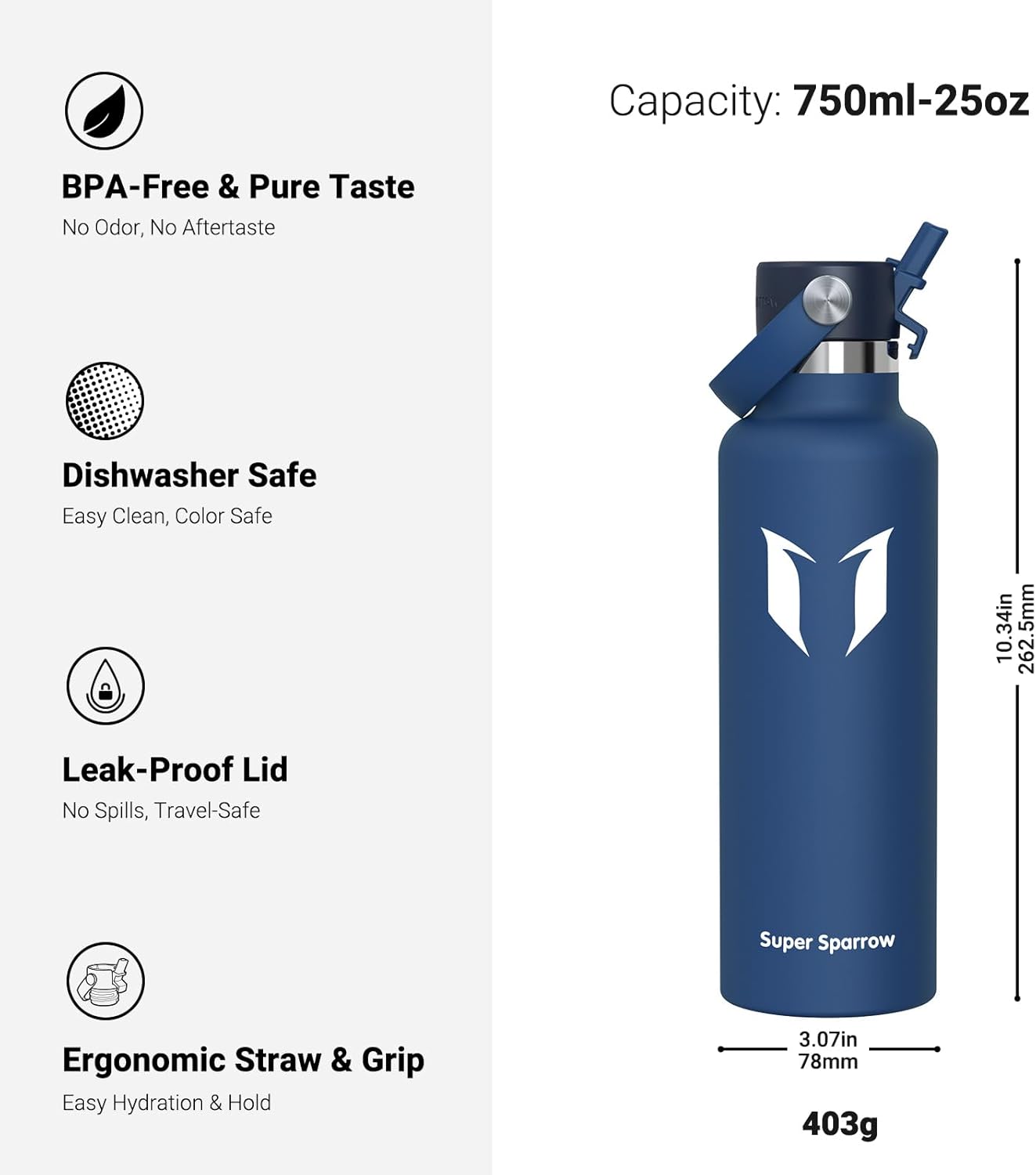 Super Sparrow Insulated Water Bottle 750ml