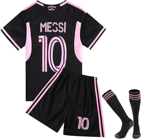 3PCS Kid T-Shirt Trunks Socks Soccer Shirt Set, #10 Jersey Youth Kid Sizes Football Sportswear