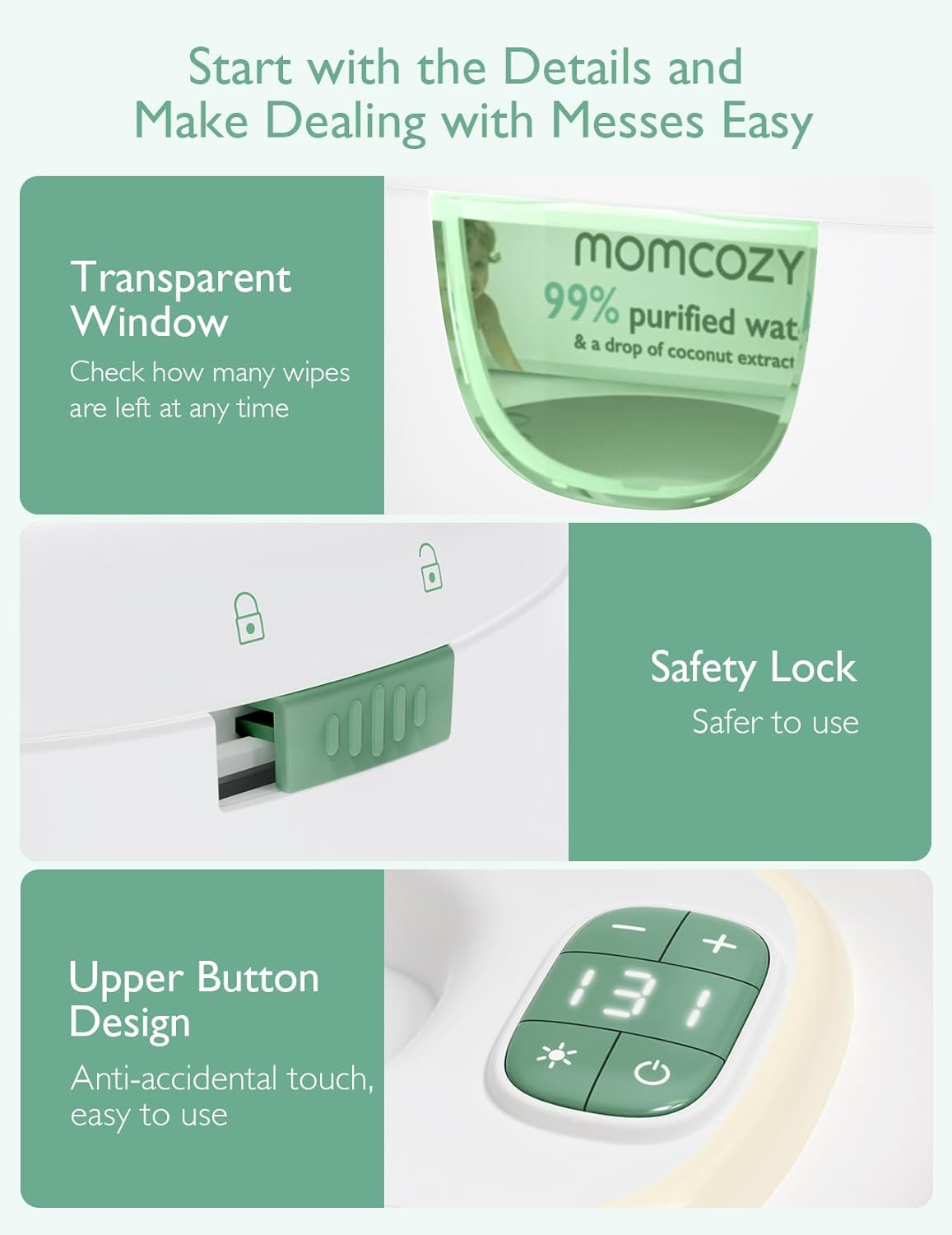 Momcozy Baby Wipe Warmer, Innovative Spring Design, Large Capacity Wipes Dispens