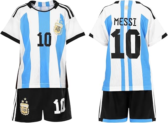 3PCS Kid T-Shirt Trunks Socks Soccer Shirt Set, #10 Jersey Youth Kid Sizes Football Sportswear